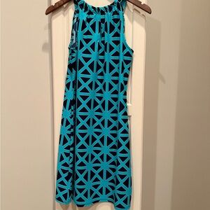 Jude Connally Teal and Navy Geometric Dress
